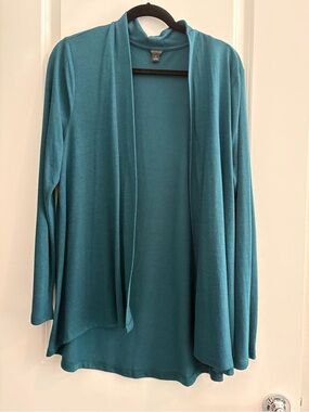 Ann Taylor Teal Collared Open knit Cardigan